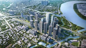 Khu vực ga Thủ Thiêm nhìn từ trên cao – phối cảnh ý tưởng